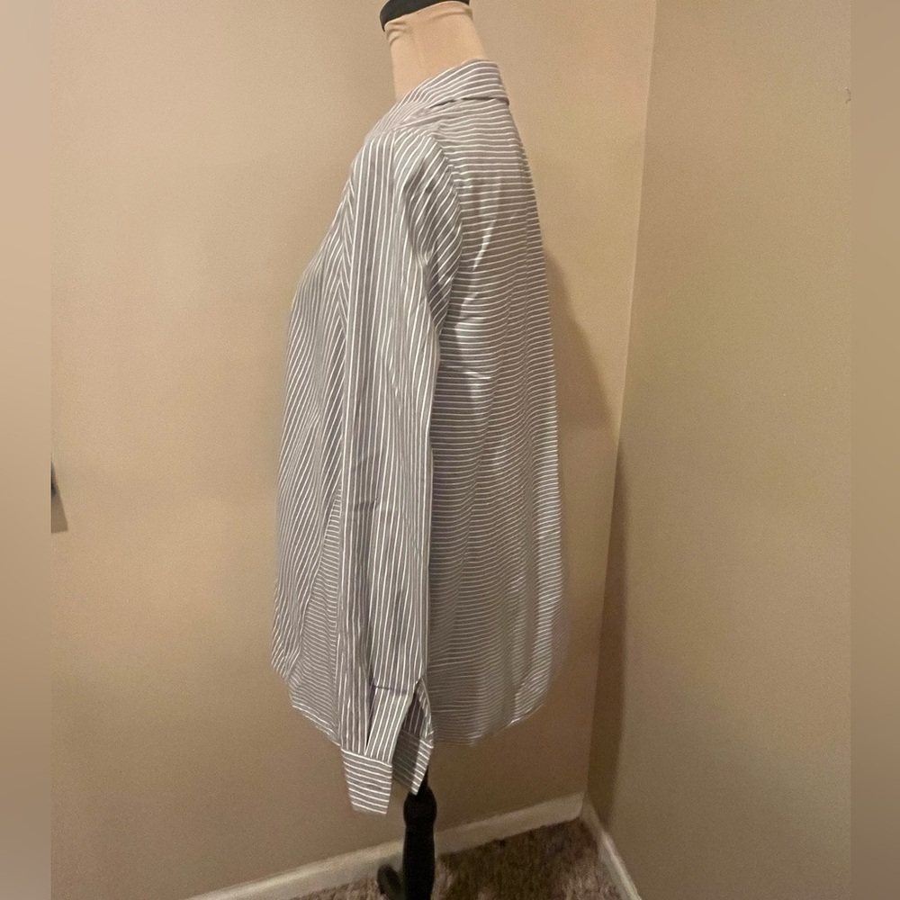 Lafayette 148 NY Classic Oversized Striped Button up Shirt, size Small - Picture 3 of 8